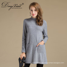 Damen langes Kleid Pullover Merino Wolle Pullover für den Winter Frühling Herbst